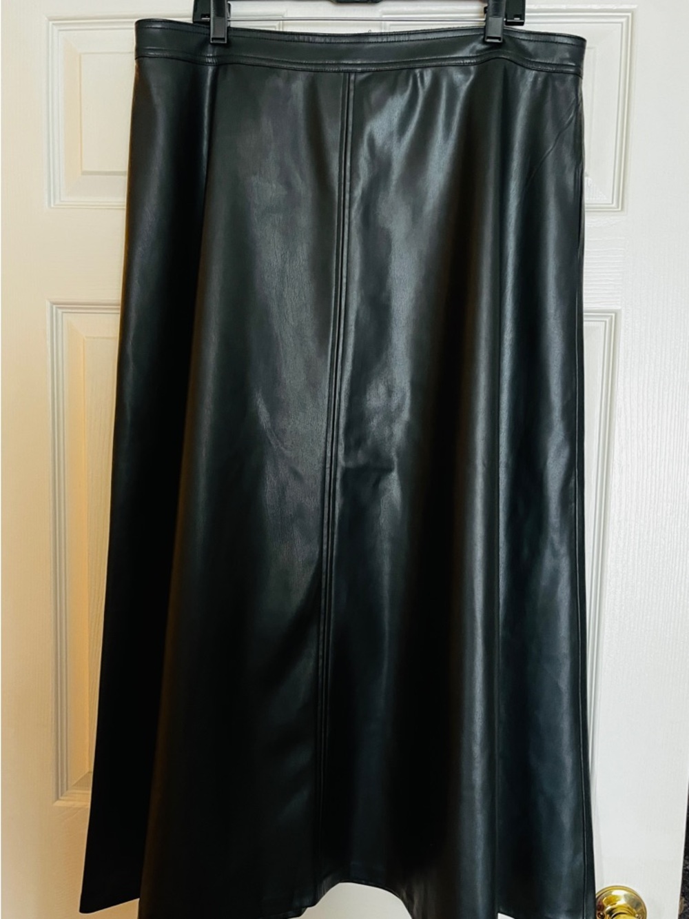 Vince Camuto Black Faux Leather A-Line Maxi Skirt